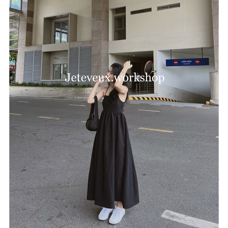 Váy hai dây dài xếp ly by Jeteveux