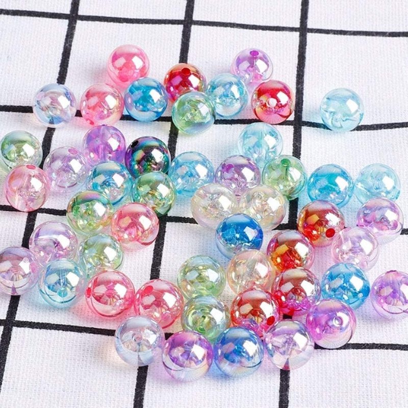 50/100/200 Hạt Nhựa Tròn Nhỏ Trong Suốt Kích Thước 6/8/10MM Dùng Làm Trang Sức Thủ Công