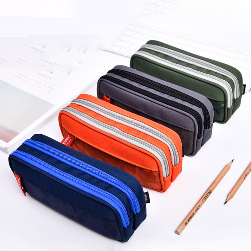 Túi Đựng Bút Hai Ngăn Sức Chứa Lớn Có Khóa Kéo Siêu Bền Tiện Dụng Cho Văn Phòng / Trường Học