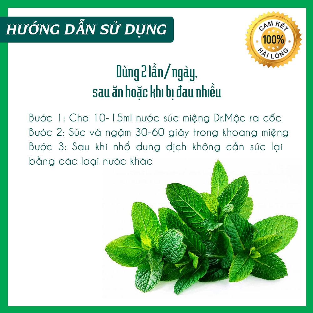 Nước súc miệng HẾT HÔI MIỆNG Dr Mộc  vị Bạc Hà giữ hơi thở thơm mát suốt cả ngày