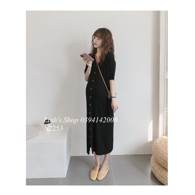 Váy Bầu Đầm Bầu LEN A2253 CAO CẤP CÓ SẴN