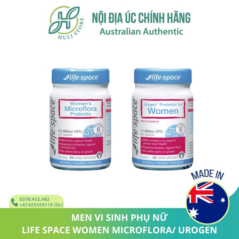 Men vi sinh / tiêu hóa cho phụ nữ / mang thai / bầu bú Life Space Lifespace Women’s Urogen / Microflora Probiotic