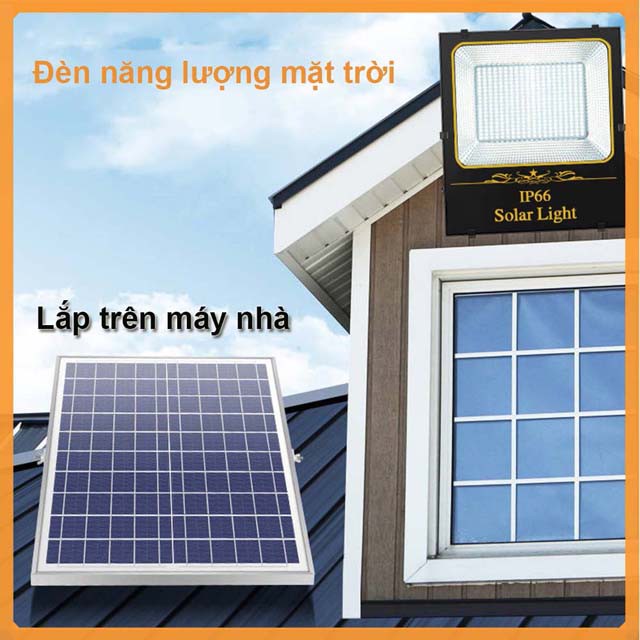 Đèn năng lượng mặt trời 1102 - 60W có 300 bóng led ánh sáng trắng.