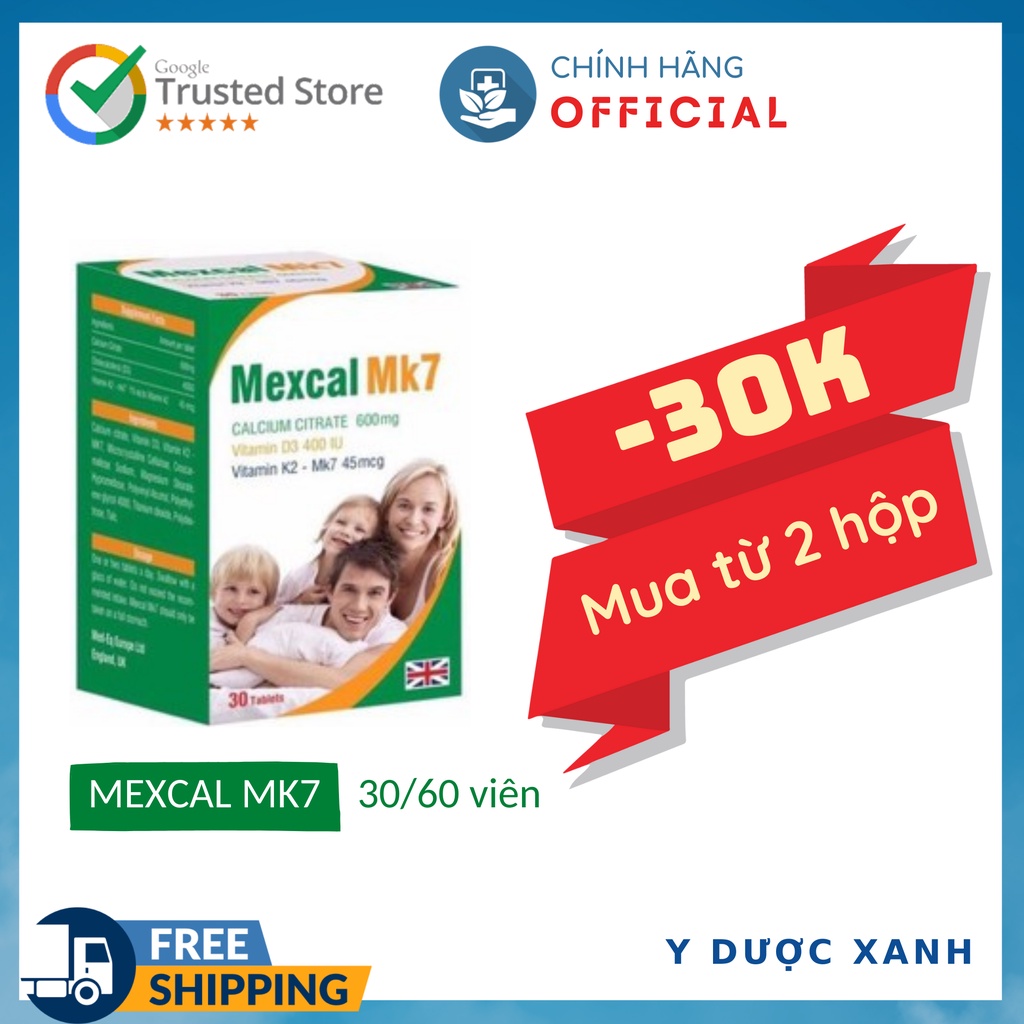 Mua [Chính Hãng] MEXCAL MK7, 30-60 viên, Viên uống bổ sung canxi cho trẻ em, bà bầu, mang thai, người già - Y Dược Xanh