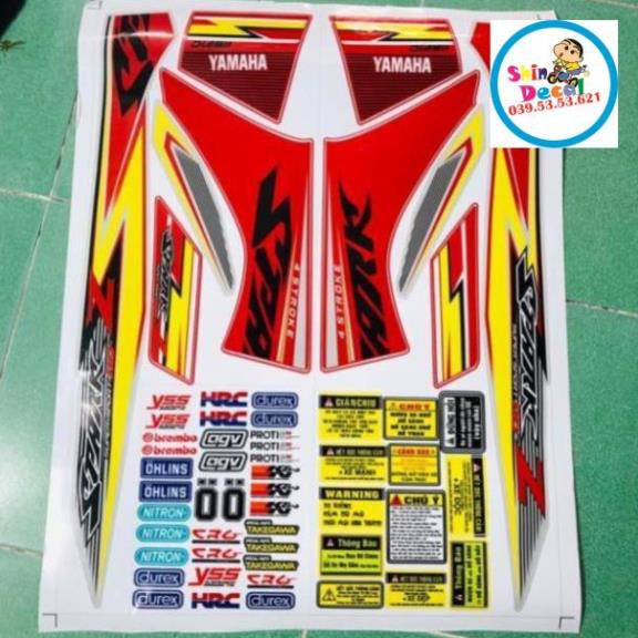 Tem rời sirius spark đỏ bạc 3 lớp ko bay màu tăng kem logo