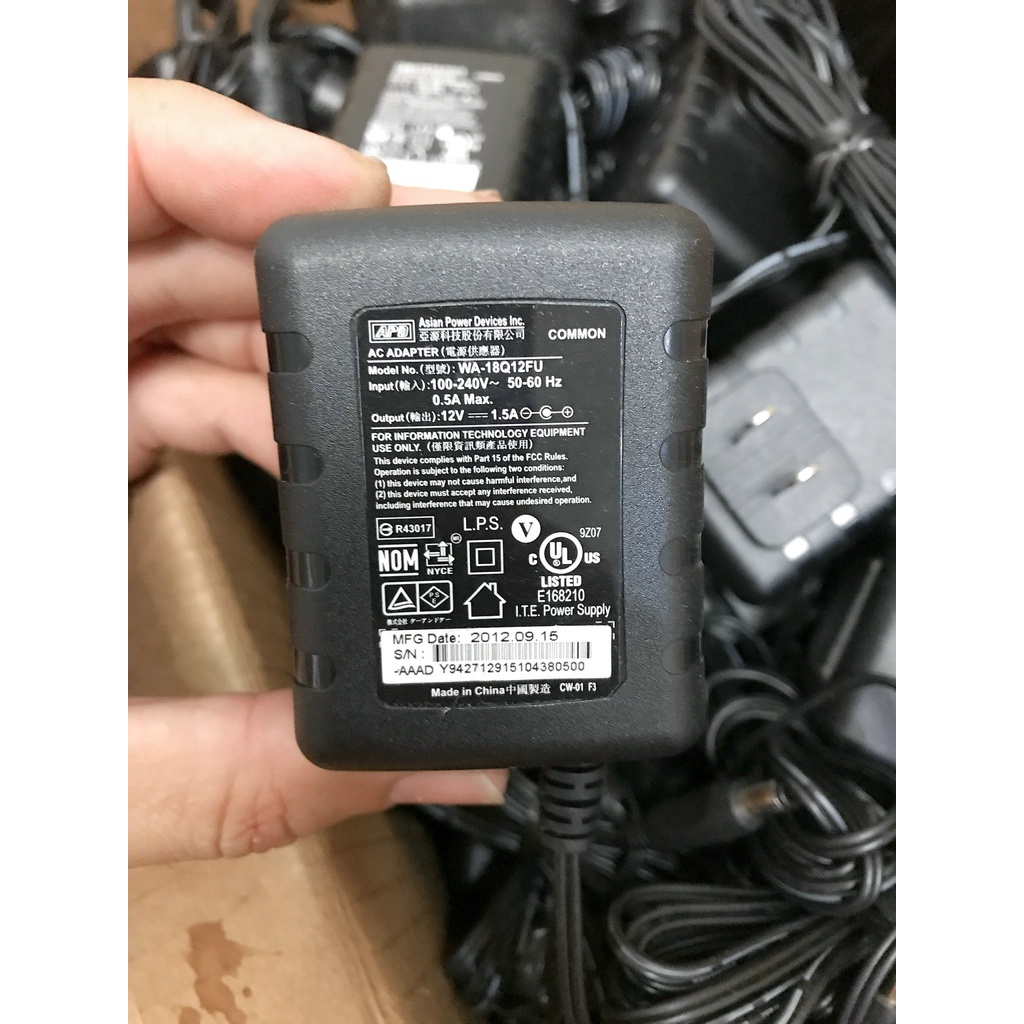 Nguồn Adapter 12v 1.5a APD, Ktec, Honor loại tốt jack 5.5x2.5mm dùng camera, modem, dock ổ cứng bảo hành