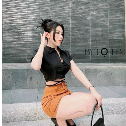 Áo sơ mi croptop dây chéo eo(UN.G.A15)