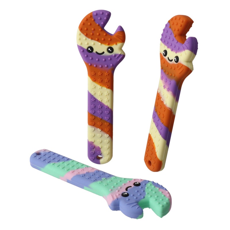 Haha Phụ Kiện Đồ Trang Sức Ngậm Mọc Răng Hình Cờ Lê Hoạt Hình Bằng Silicon Phối Dây Xích DIY Dành Cho Bé Trai