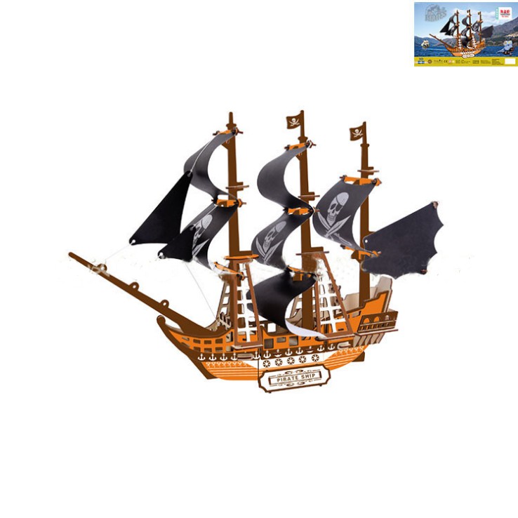 Đồ chơi lắp ráp gỗ 3D Mô hình Tàu Cướp Biển Pirate Ship TB-D002