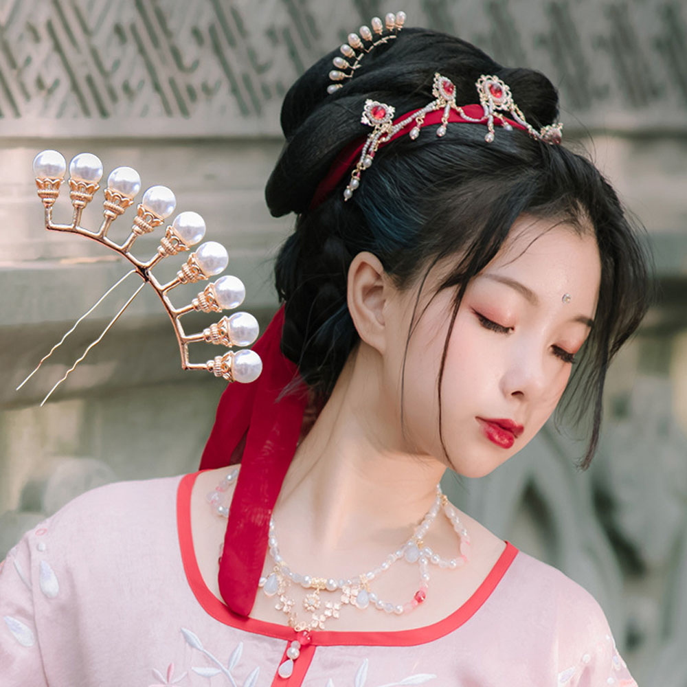 Trâm Cài Tóc Kim Loại Đính Ngọc Trai Xinh Xắn Sang Trọng Cho Nữ