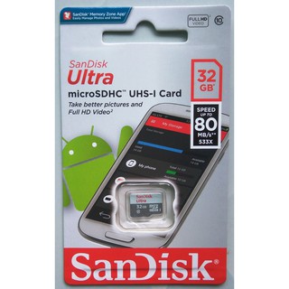 BH 24 tháng THẺ NHỚ 32GB Sandisk Ultra Micro SDHC Class 10 80Mbps