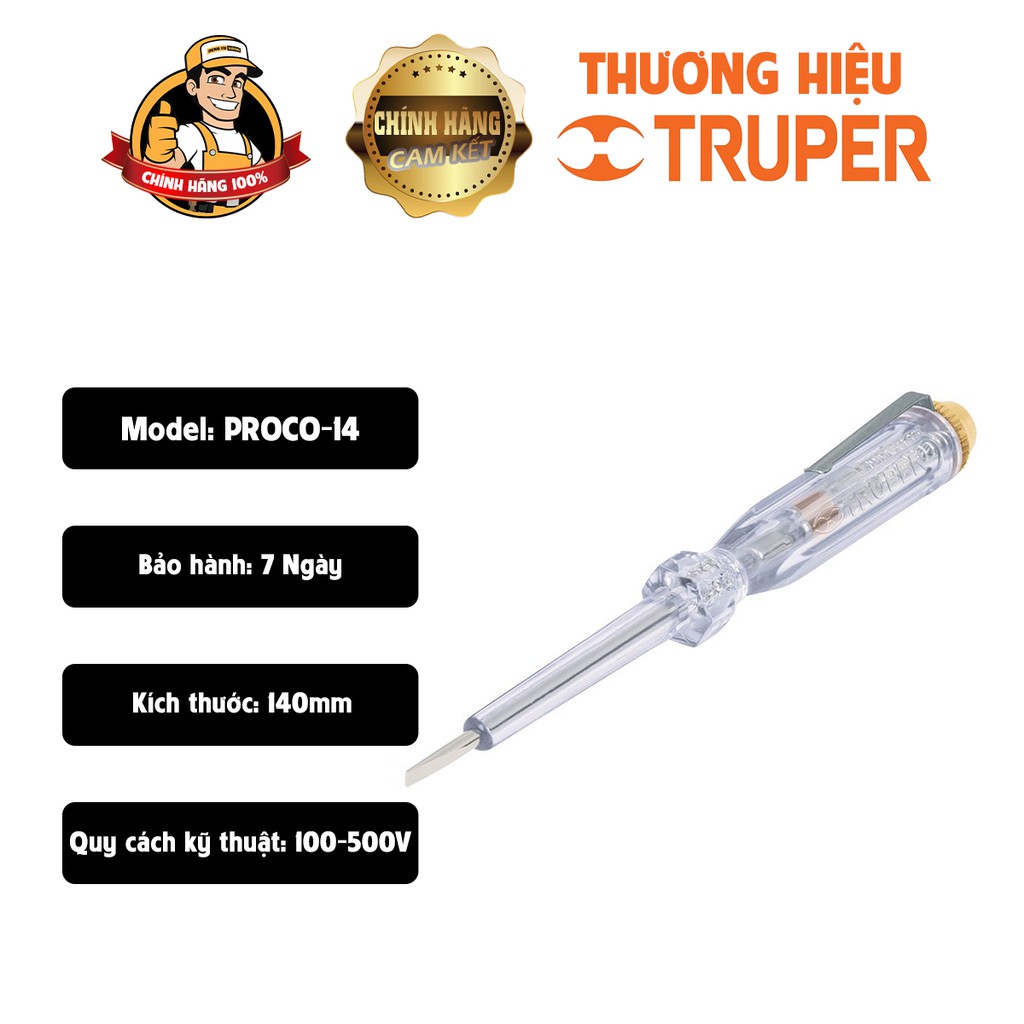 Tua vít,Bút thử điện 150mm Truper PROCO-14