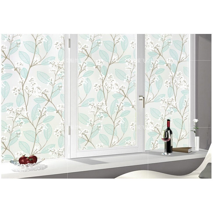 Decal 1m dán kính mờ trang trí cửa kính chống nhiệt  - hoa sao trắng lá xanh | BigBuy360 - bigbuy360.vn