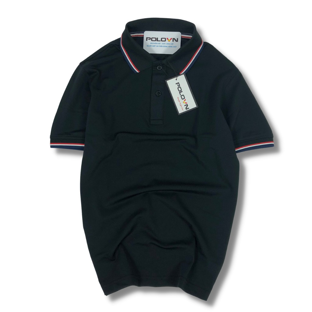 Áo thun Polo nam cổ bẻ Basic màu Đen Phối Viền sang trọng , vải cá sấu - không xù lông, không ra màu, thấm hút mồ hôi | BigBuy360 - bigbuy360.vn