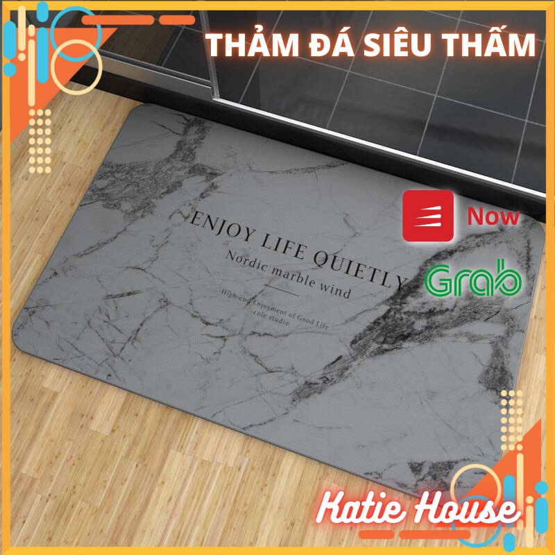 Thảm Đá Siêu Thấm, Thảm Dậm Chân Nhà Tắm Chống Trơn Trượt  Nhiều Màu, 40 x 60 Cm