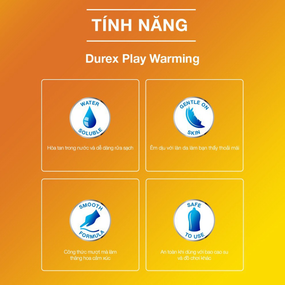 Gel bôi trơn tạo độ ẩm cao cấp Durex Play Warming - 100ml BCS LỬA YÊU