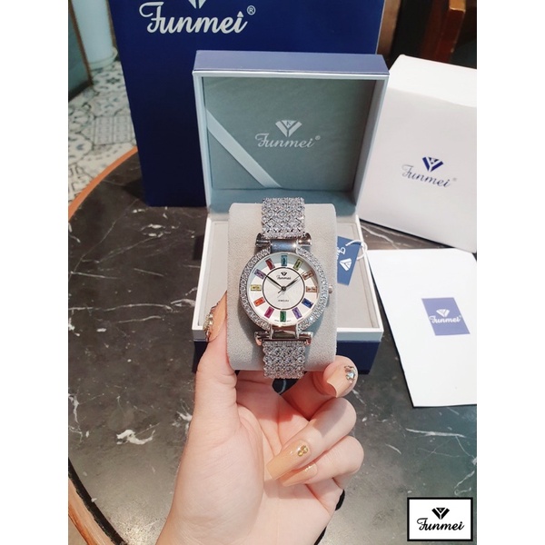 Đồng hồ nữ FUNMEI 36mm chính hãng máy Nhật Miyota đính đá swarovski chắc chắn full box thẻ bảo hành 12 tháng