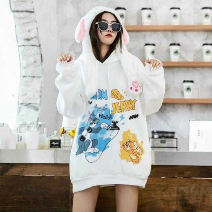 Áo Khoác Hoodie Nỉ Bông Tom &amp; Jerry Form rộng Unisex Nam Nữ Couple chất lừ của năm