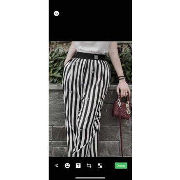 Quần suông kẻ sọc chữ X hàng QC