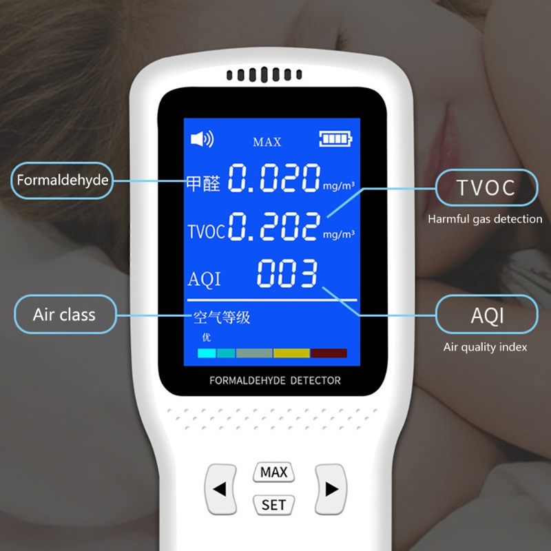 Máy Đo Độ Ẩm Không Khí Formaldehyde Đa Năng Tiện Dụng Cho Gia Đình