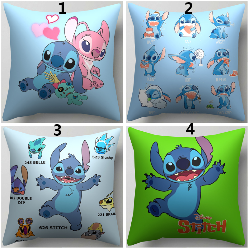 Vỏ Gối In Hình Lilo & Stitch Đáng Yêu Bằng Polyester Kích Thước 45x45cm