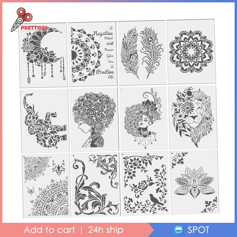 1 Khuôn Vẽ Trang Trí Họa Tiết Mandala Khổ A4 21x29cm