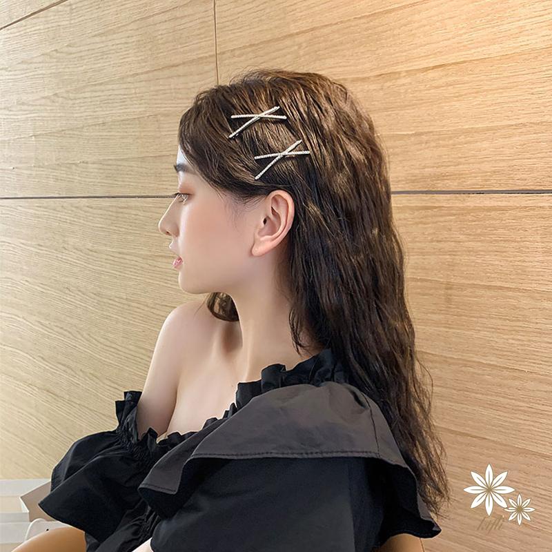 🌸Kẹp Tóc Kiểu Đan Chéo Đính Đá Lấp Lánh Sang Trọng