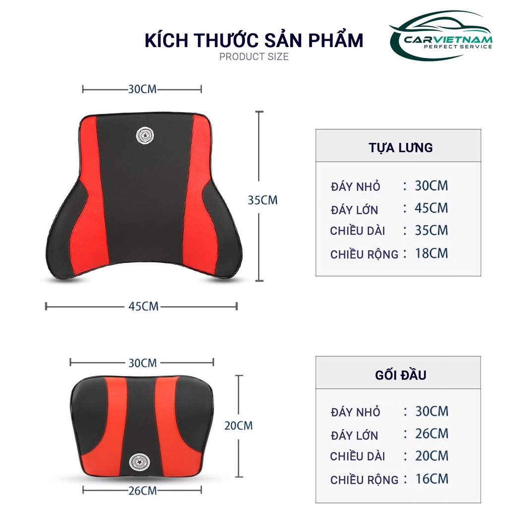 Gối Tựa Đầu Tựa Lưng Ô Tô Bọc Da Cao Cấp (Mã Ccar_GT01) - Chất Liệu Cao Su Non Nguyên Khối Êm Ái Dễ Chịu