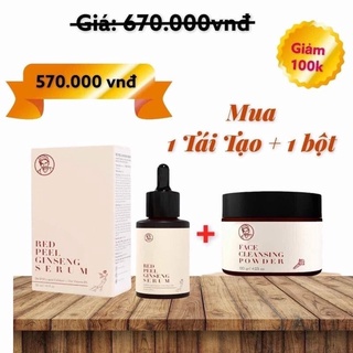 Combo tái tạo Bà Lão giảm mụn, sẹo, thâm, nám - red peel ginseng & đinh hương bột (Mẫu mới)
