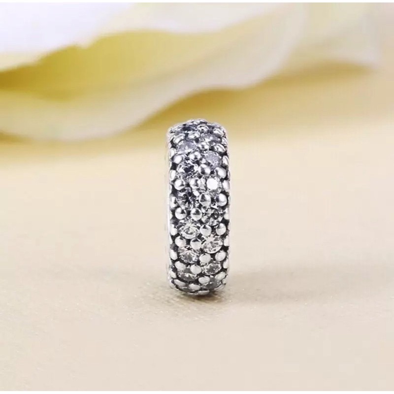 charm pan dẹt spacer đính đá trắng cao cấp bạc s925