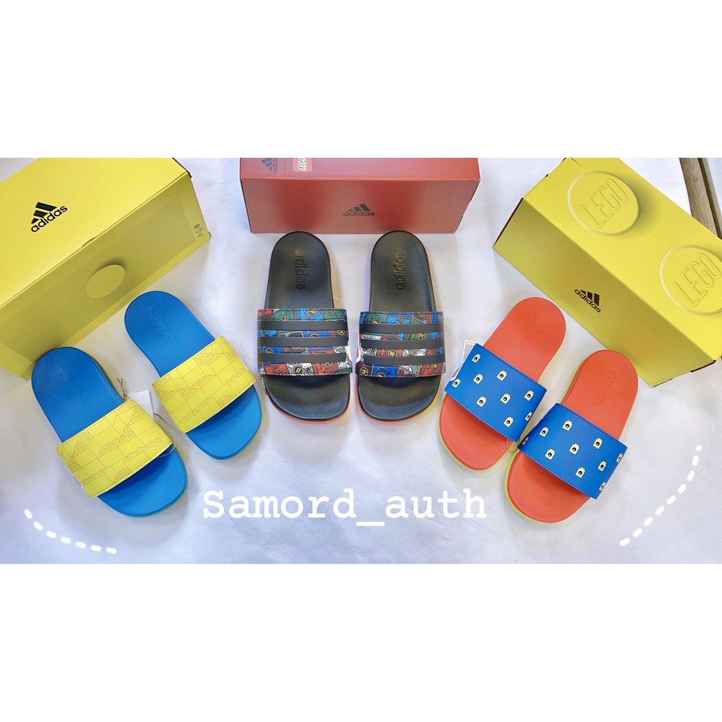 [AUTHENTIC 100%] DÉP Adidas LEGO TRẺ EM ADILETTE COMFORT VÀNG/ ĐỎ