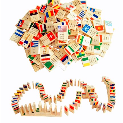 Đồ chơi Domino cờ gỗ 100 quốc gia cho bé