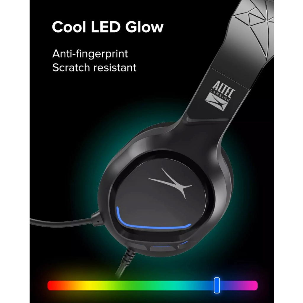 Tai nghe gaming ALTEC LANSING ALGH9603 led đa màu - tăng kèm jack 3.5mm từ 1 ra 2 (Đen) Phụ kiện 1986