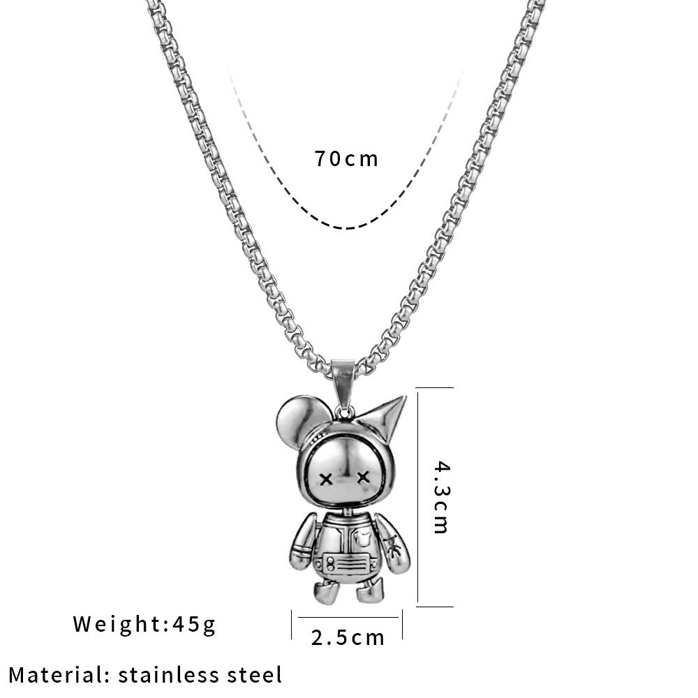 Vòng cổ Thép Titan Mặt Hình Gấu Hoạt Hình Phong Cách Hip hop punk Cho Cặp Đôi