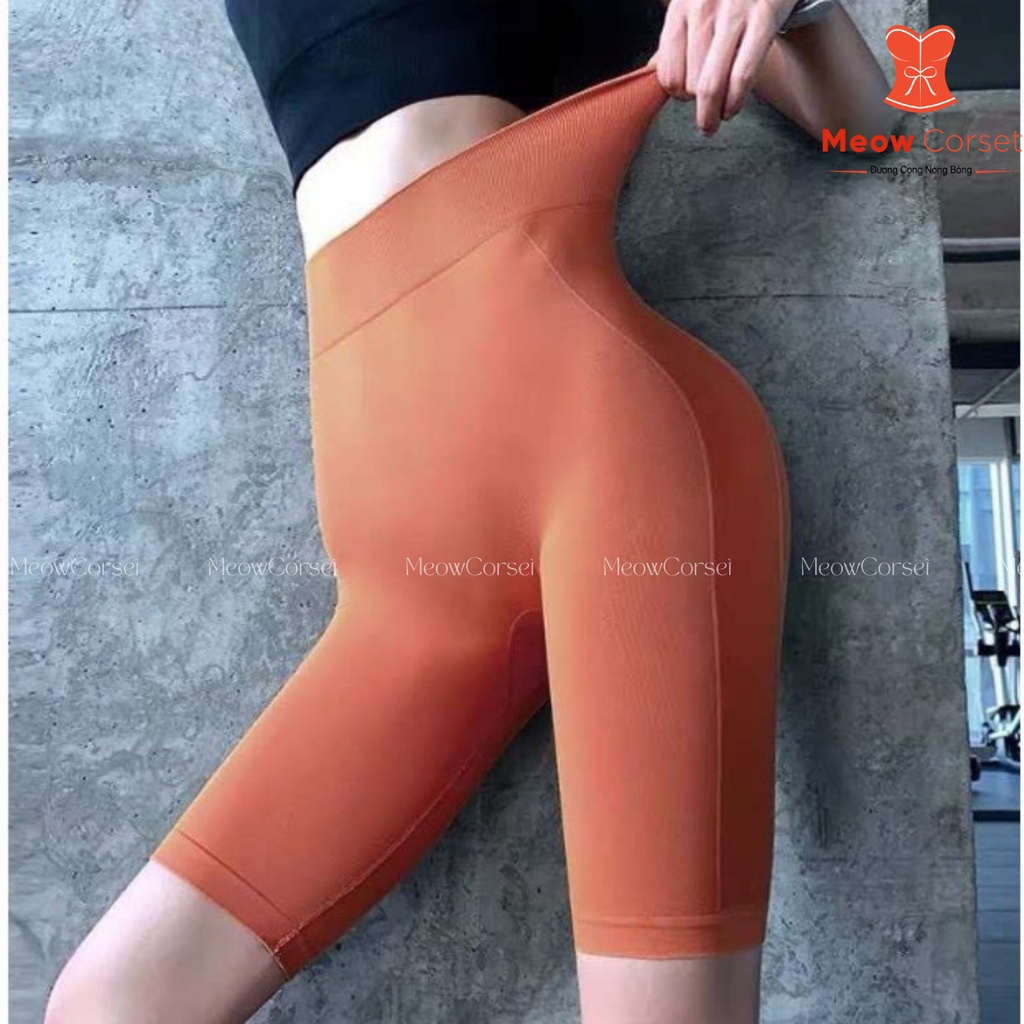 Quần tập gym cạp cao gen bụng tập yoga dáng lửng thể thao thời trang misshine [MEOW Corset]
