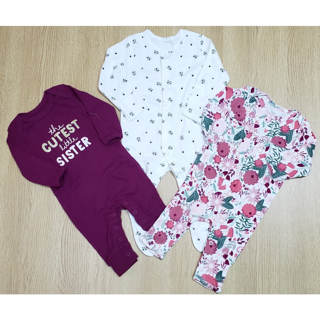 Body dài ngủ Bigbaby bé gái 0-24M, chất liệu thun cotton mềm mát xuất dư xịn carter