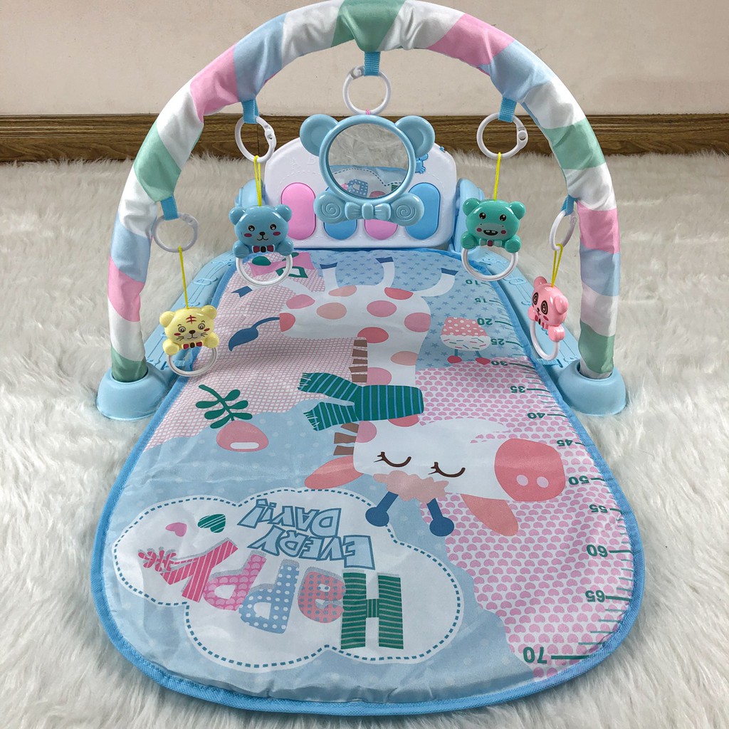 [BAO GIÁ SHOPEE] Thảm 9BABY nằm chơi nhạc phát triển trí tuệ cho bé yêu hình hươu - Chân màu xanh biển