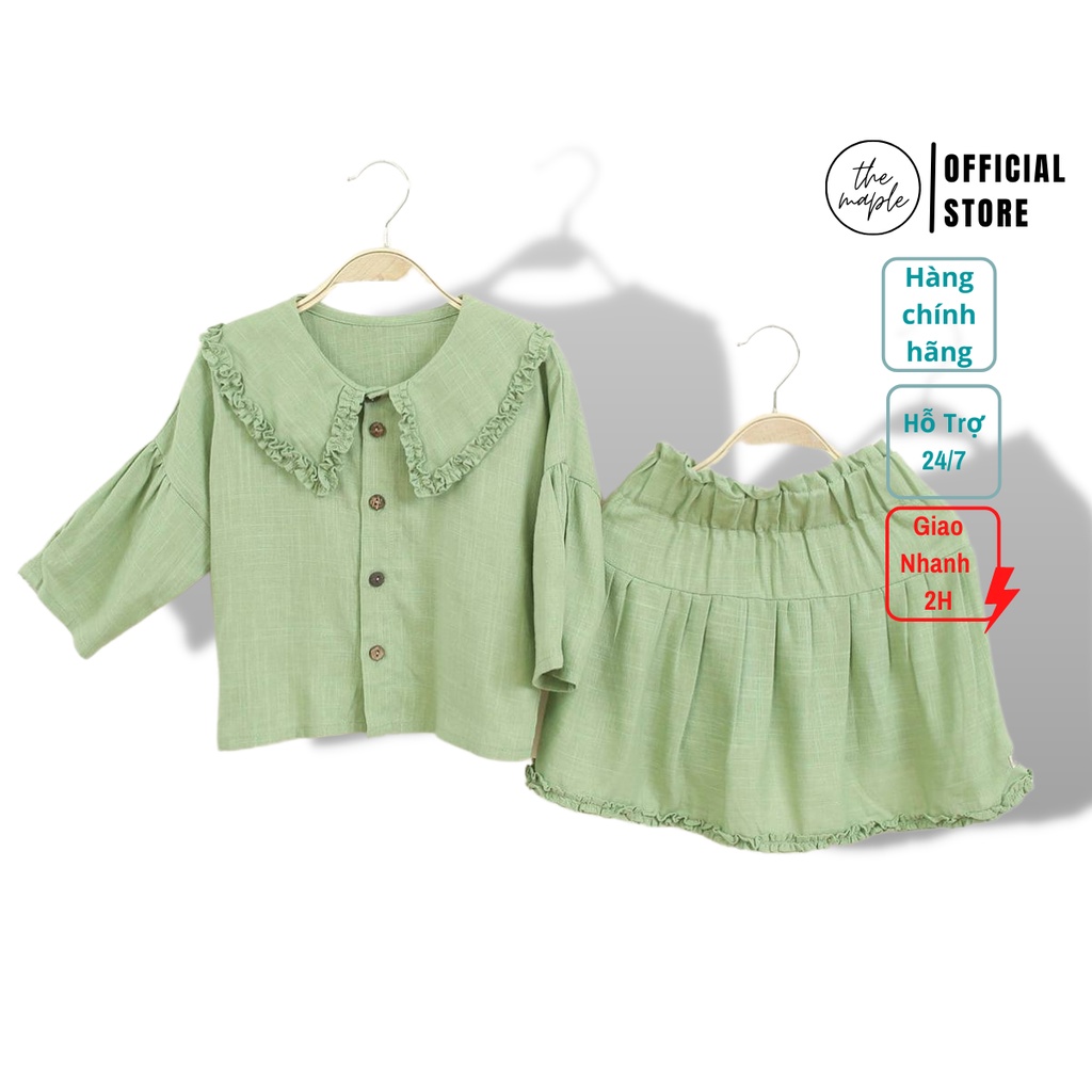 Bộ áo váy Linen bé gái THE MAPLE từ 2-4Tuổi