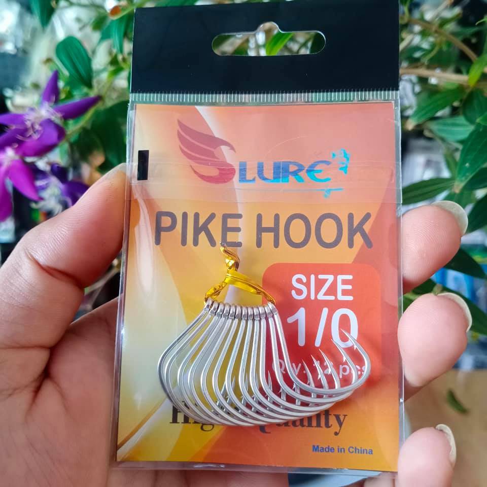 Lưỡi câu cá Pike Hook Slure, lưỡi thép carbon cao, cứng, sắc, chống rỉ cao, lưỡi câu jig, lưỡi câu ngâm