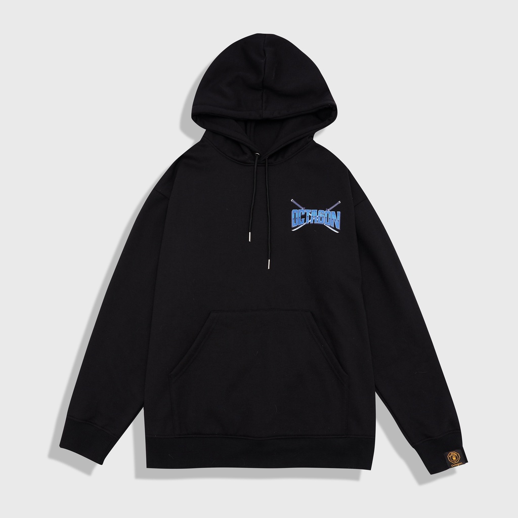 ÁO HOODIE OCTAGON SAMURAI MÀU ĐEN NỈ BÔNG FORM OVERSIZE