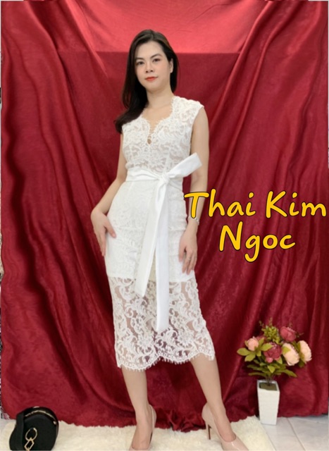 Đầm dự tiệc dáng ôm ren cổ V thắt eo sang chảnh kèm ảnh thật | BigBuy360 - bigbuy360.vn