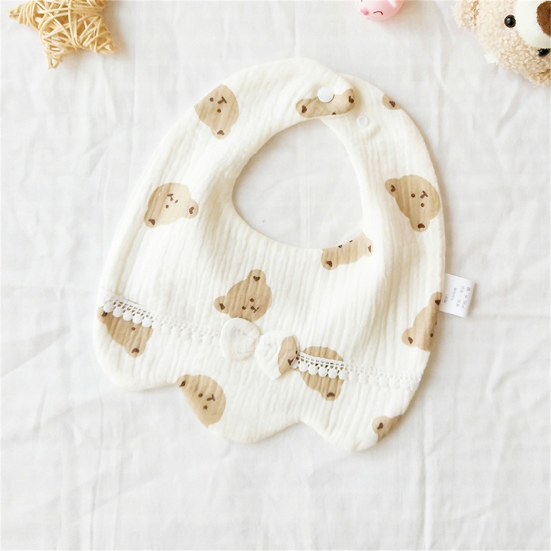Yếm Ăn Cotton Họa Tiết Dâu Tây / Cherry Hoạt Hình Dễ Thương Cho Bé