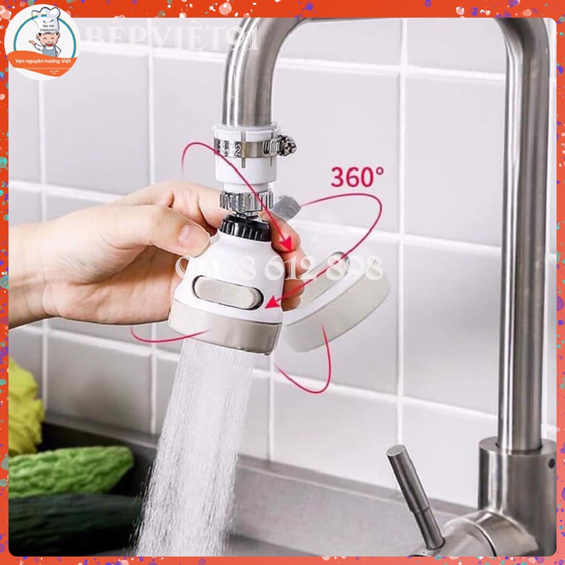 Đầu Vòi Nối Nước Rửa Bát Tăng Áp Có 3 Chế Độ Xả Nước -  Xoay 360 Độ
