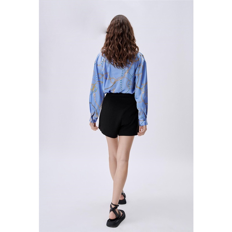 Áo Zara chemise lụa chuỗi xanh AH2SMG43N10