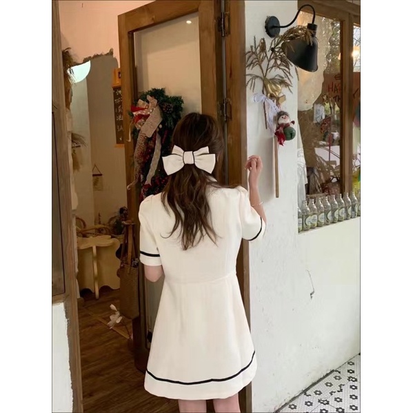 Đầm polo nữ tay ngắn phối viền siêu xinh kèm ảnh thật-thời trang mùa hè 2022