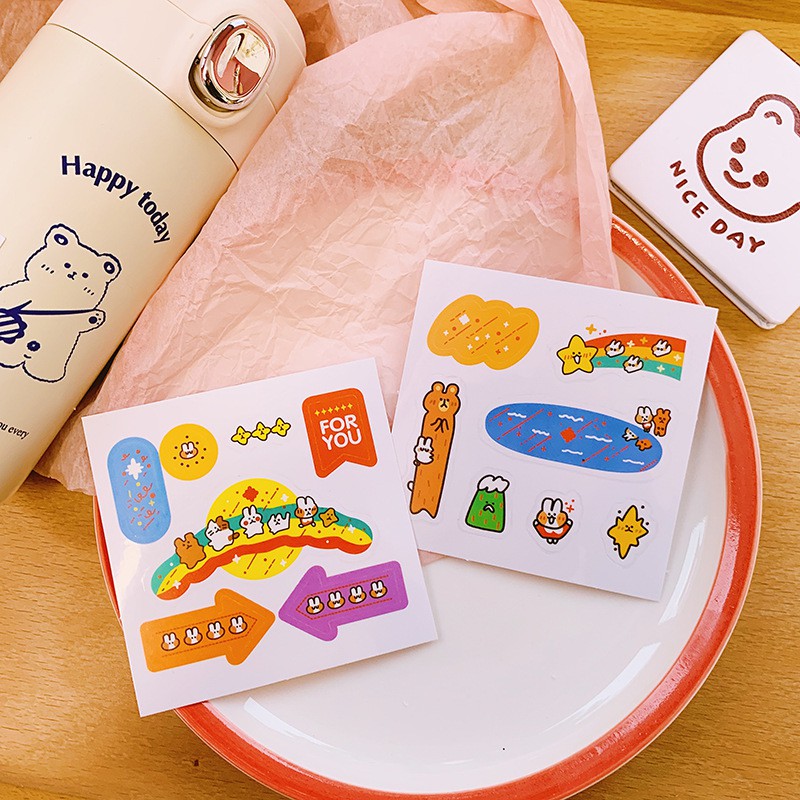 Hình dán Sticker thỏ dễ thương trang trí sổ tay nhãn dán diện thoại di động ND15