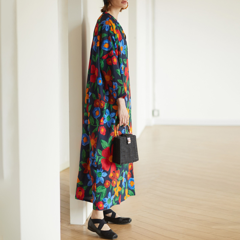 Đầm Maxi ZANZEA Tay Áo 3/4 Cổ Chữ V In Hoa Thời Trang Cho Nữ | BigBuy360 - bigbuy360.vn