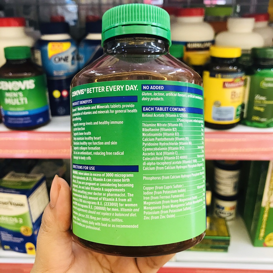 Viên Uống Cenovis Bổ Sung Vitamin C Multivitamin Và Minerals Khoáng Chất Cho Nam Và Nữ Once Daily