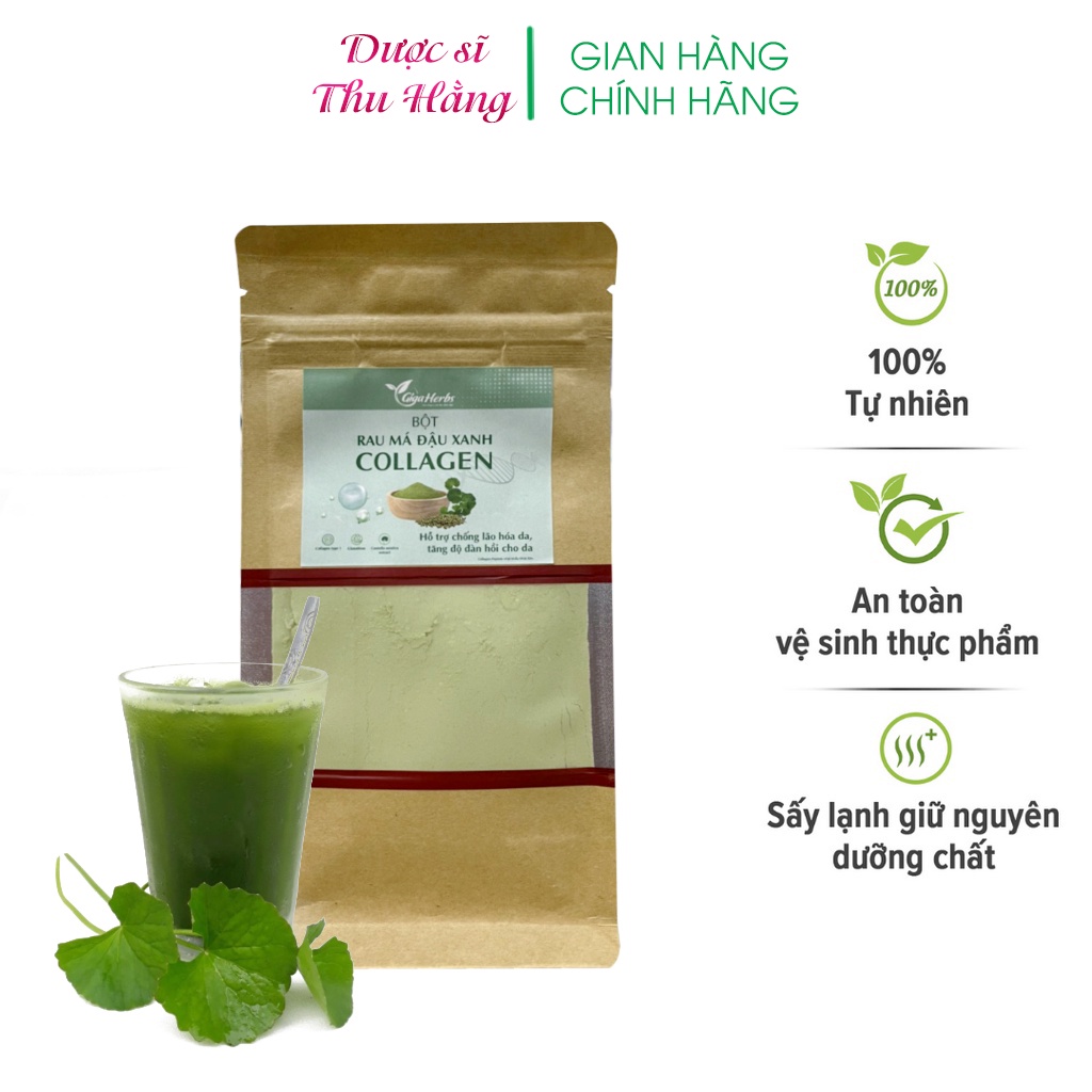 Bột rau má nguyên chất - bột sấy lạnh rau má, đậu xanh, collagen chống lão hoá (50g/ 100g)