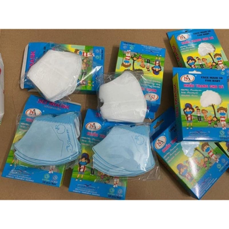 Hộp 10 cái khẩu trang em bé, trẻ em 5D Mask Kids (hàng Nam Anh Famapro )